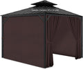 Gazebo Privacy Curtains 10' x 12' with Zipper 4-Panels Side Wall Universal Replacement for Patio, Outdoor Canopy, Garden and Backyard Coffee Brown(Curtain Only)