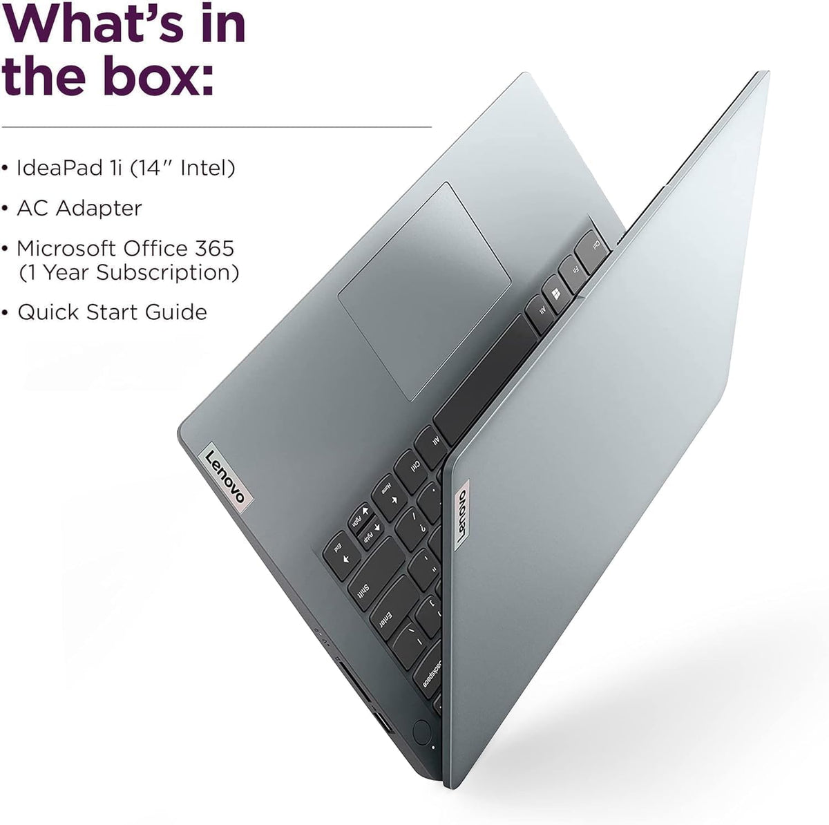 Lenovo Ideapad 1i 14' Laptop (4GB RAM, 320GB Storage (256GB SSD + 64GB eMMC), Intel Dual-Core) for Business, Student, Home, Webcam, Anti-Glare, Wi-Fi 6, Type-C, Win 11 Home in S Mode