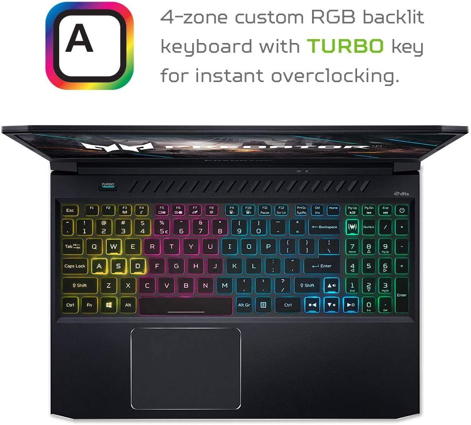 Acer Predator Helios 300 Gaming Laptop, Intel i7-10750H, NVIDIA GeForce RTX 2060 6GB, 15.6' Full HD 144Hz 3ms IPS Display, 16GB Dual-Channel DDR4, 512GB NVMe SSD, Wi-Fi 6, RGB Keyboard, PH315-53-72XD