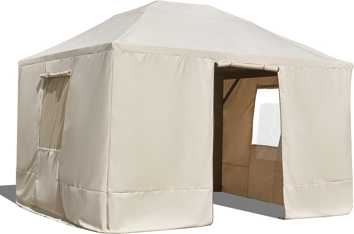 MELLCOM Winter Gazebo Cover for 10×13 Hardtop Gazebo, Accessories for All Seasons, with Mesh Screens and Doors and Windows