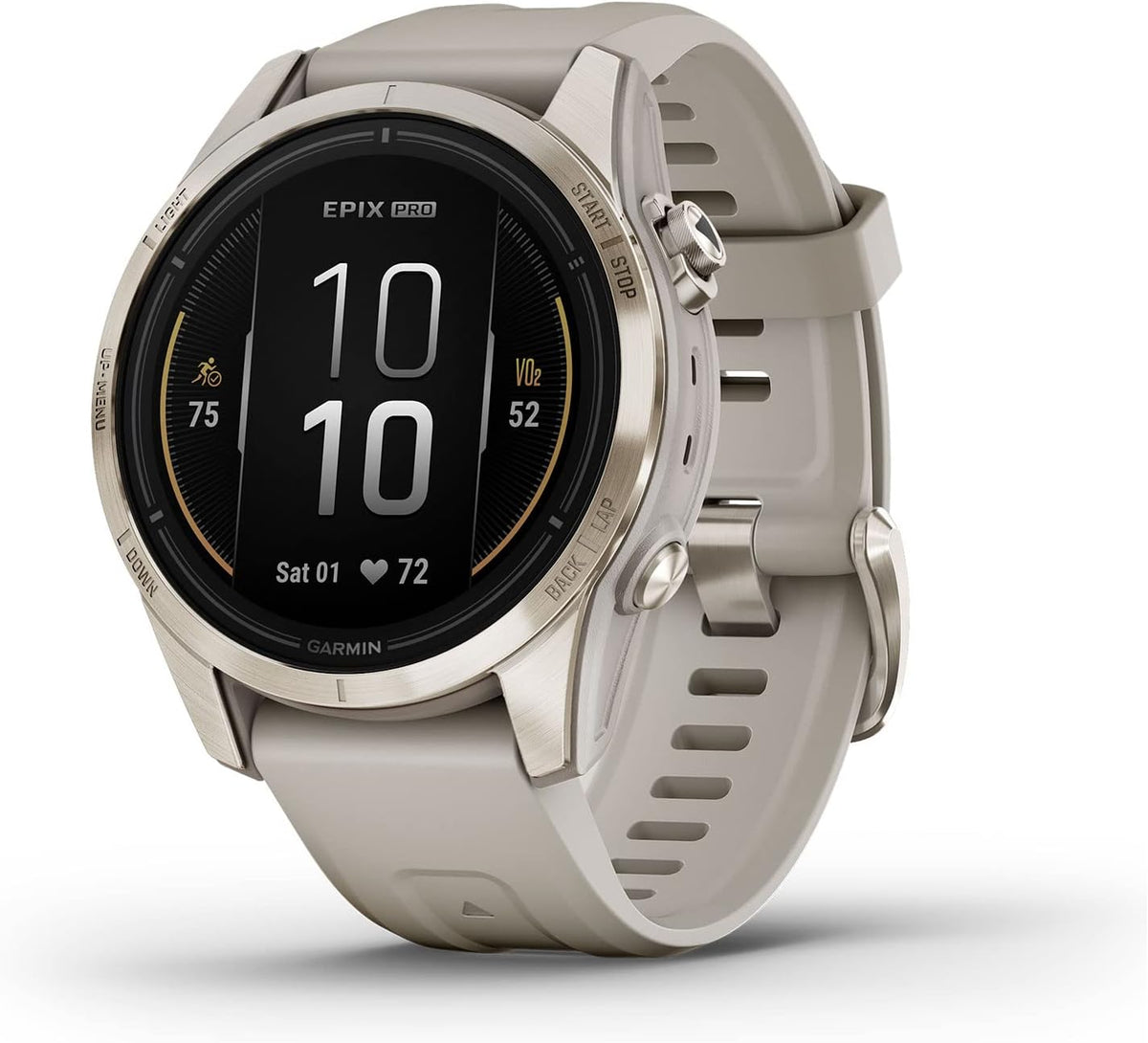 Garmin epix Pro (Gen 2) Sapphire Edition, 42mm, High Performance Smartwatch, Advanced Training Technology, Built-in Flashlight, Light Sand (Renewed)
