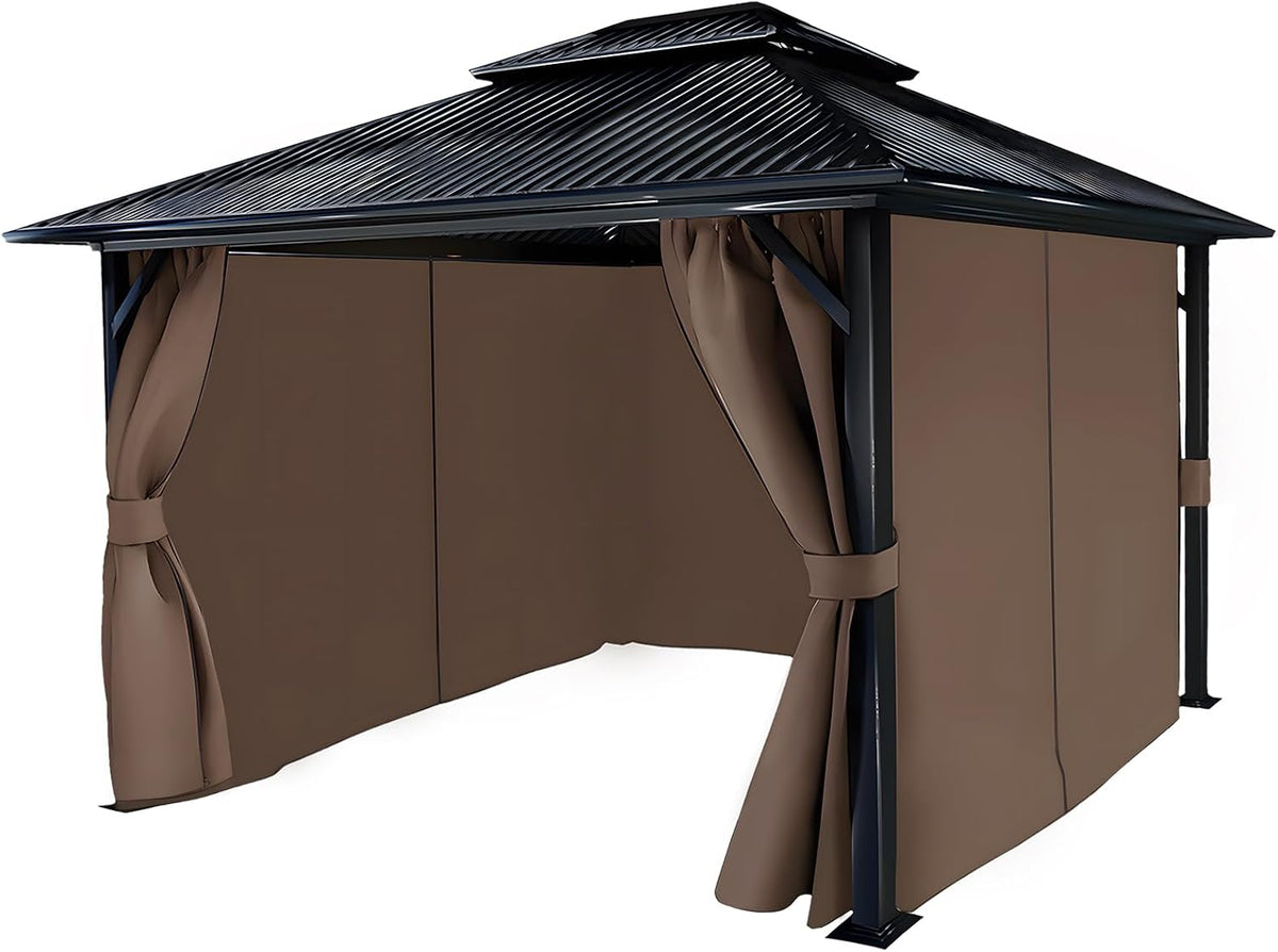 COWVIE 4-Panel 12' x 16' Gazebo Replacement Curtains, Patio Privacy Sidewalls with Double Zipper, Replacement for Outdoor Gazebo Canopy (Curtain Only)