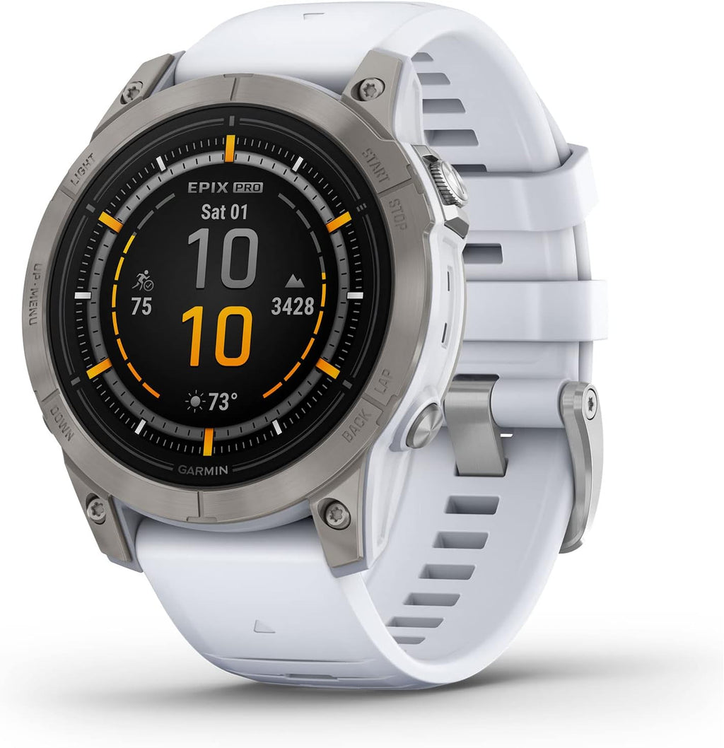 Garmin epix Pro (Gen 2) Sapphire Edition, 47mm, High Performance Smartwatch, Advanced Training Technology, Built-in Flashlight, Whitestone (Renewed)