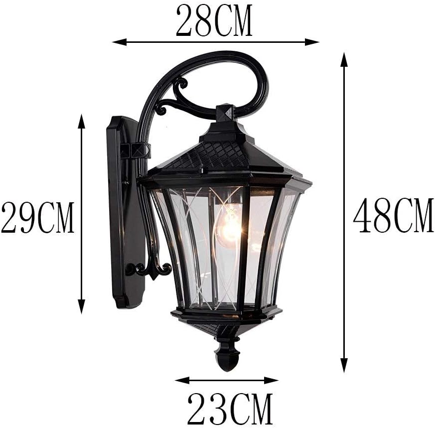 Wall Mounted Light E27 Traditional Outdoor Waterproof Wall Light, Wall Mounted Lighting Fixtures Decoration, Pavilion Garden Balcony Lighting Sconces Lamp Reading Light (Color : Black)
