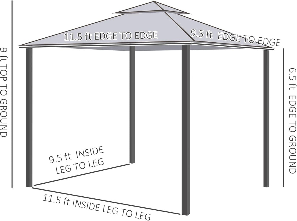 Outsunny 9.6' x 11.6' Patio Gazebo, Outdoor Canopy Shelter with 2-Tier Roof and Netting, Steel Frame for Garden, Lawn, Backyard, and Deck, Cream White