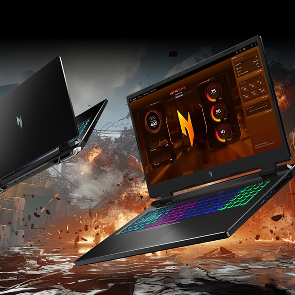 acer Nitro 17 Gaming Laptop | Intel Core i5-14450HX | NVIDIA GeForce RTX 4050 Laptop GPU | 17.3' FHD IPS 165Hz G-SYNC Display | 16GB DDR5 | 512GB Gen 4 SSD | Killer Wi-Fi 6E | AN17-72-56FS