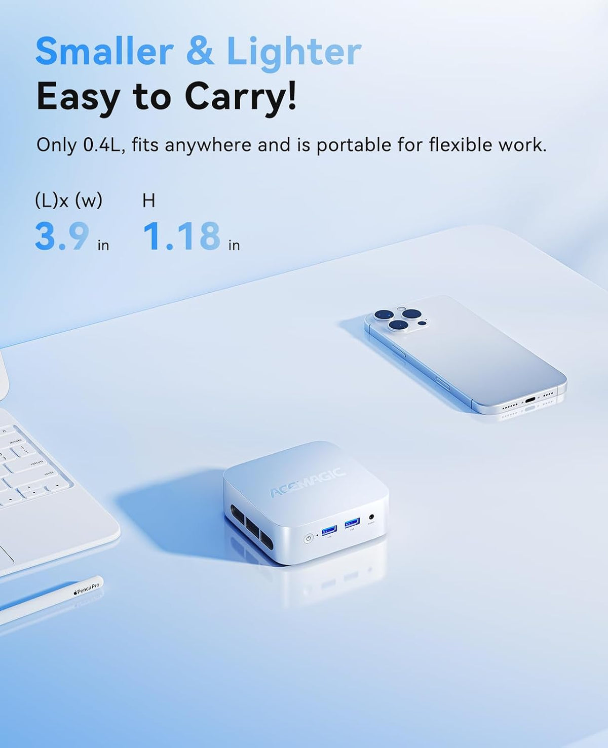 ACEMAGIC Vista V1 Mini Pc, 16GB DDR4 RAM 256GB SSD Mini Computer, 13Th Gen Intel N150 (Beat N100/N95 Up to 3.6Ghz), UHD 4K HDMI DP, Dual WiFi/Bt, Gigabit Ethernet Vesa, Home/Office Micro Pc