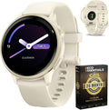 Garmin 010-02985-01 VIVOACTIVE 6 Health and Fitness GPS Smartwatch Bone with Silicone Band Bundle with Deco Essentials Exclusive 26 Month CPS Enhanced Protection Pack