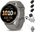 Garmin Venu 4 (45mm) Smartwatch GPS, AMOLED, Sleep Coach, Body Battery - Silver with Silver Gray Band Bundle with Deco Essentials Charging Dock, 3-Pack Dust Covers & 1.4' Screen Protector