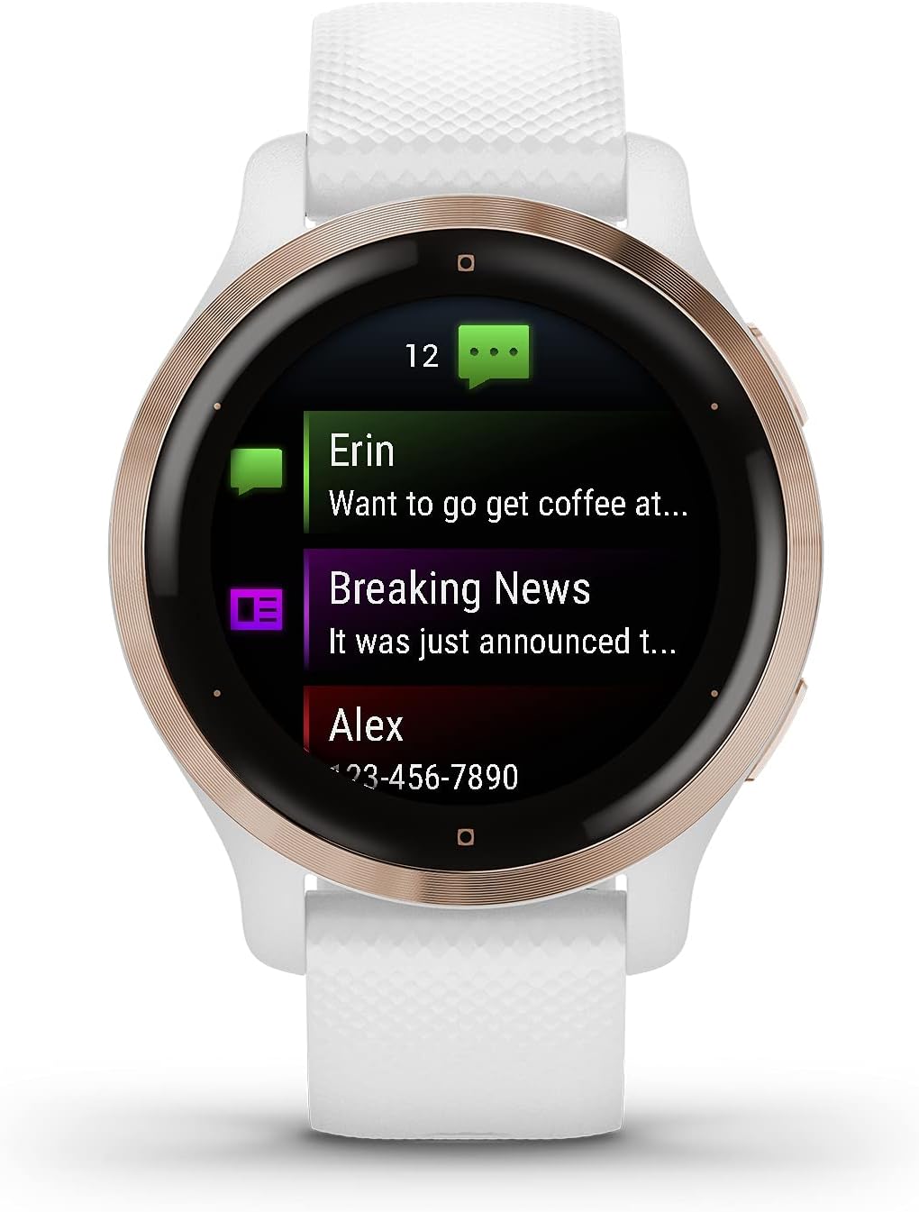 Garmin Venu 2S, Smaller-Sized GPS Smartwatch with Advanced Health Monitoring and Fitness Features, Rose Gold Bezel with White Case and Silicone Band, (010-02429-03) (Renewed)