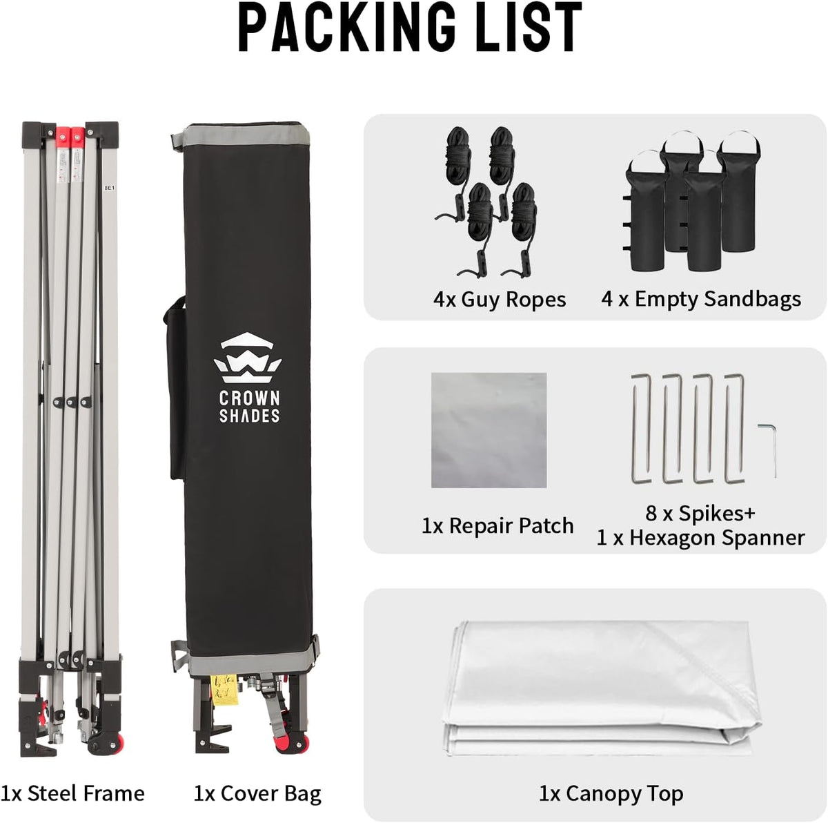 CROWN SHADES 10x10 Pop Up Canopy, Patented Center Lock One Push Tent Canopy, Newly Designed Storage Bag, 8 Stakes, 4 Ropes (10x10, White)
