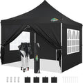 COBIZI 10x10 Pop Up Canopy with 4 Sidewalls, Canopy Tent 10x10 for Parties, Backyard, Commercial, Waterproof and Portable Instant Shelter UV50+ Outdoor Gazebo with 4 Sandbags(Black)