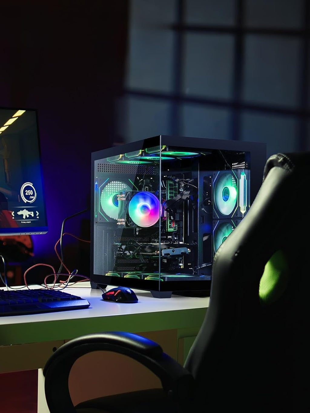 Gaming PC Desktop Computer – Ryzen 7 5800X up to 4.7GHz, GeForce RTX 4060 8GB GDDR6, 16GB DDR4 RAM, 1TB NVMe SSD, WiFi 6 & BT 5.4, 9× ARGB Fans, 650W PSU, Windows 11 Pro