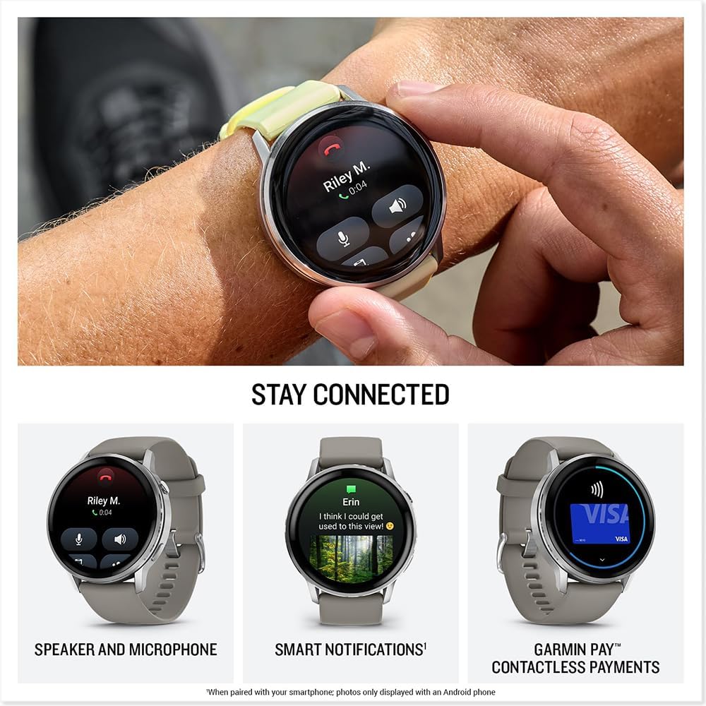 Garmin 010-03014-01 Venu 4, 45 mm Health & Fitness GPS Smartwatch, Silver with Silver Gray Band Bundle with Deco Essentials Exclusive 26 Month CPS Enhanced Protection Pack