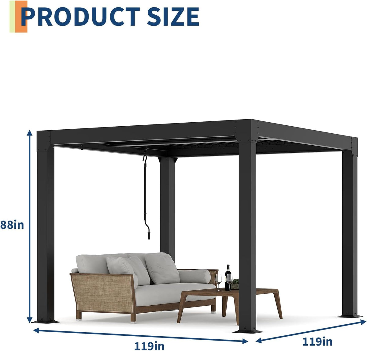 GarveeLife Louvered Pergola 10 ft x10', Outdoor Pergola with Adjustable Louvered Roof, Reinforced Aluminum Frame, Integrated Drainage System, Hardtop Gazebo for Patio, Deck, Gray