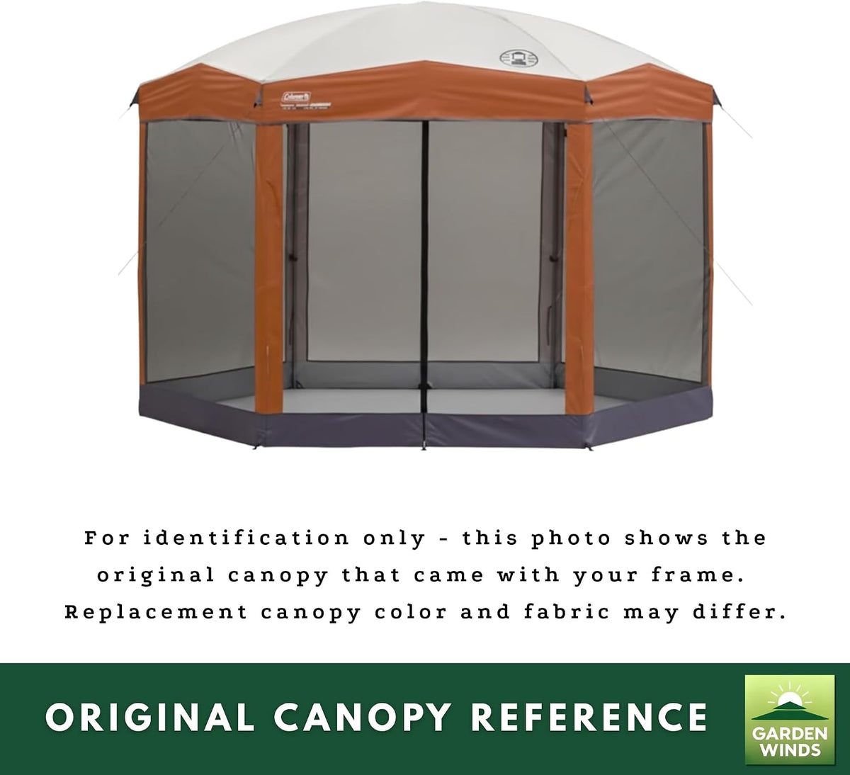 Garden Winds Reinforced RipLock 350 Replacement Canopy Top and Netting Set Compatible with Coleman Hex 10' x 12' Gazebo Model 2000013063 – Nutmeg