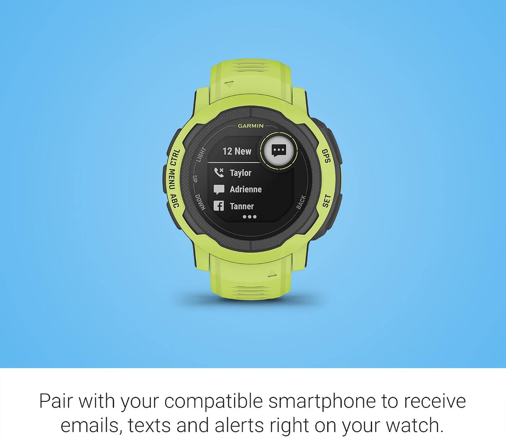 Garmin Instinct 2, Rugged GPS Outdoor Watch, Multi-GNSS Support, Tracback Routing, Electric Lime (Renewed)