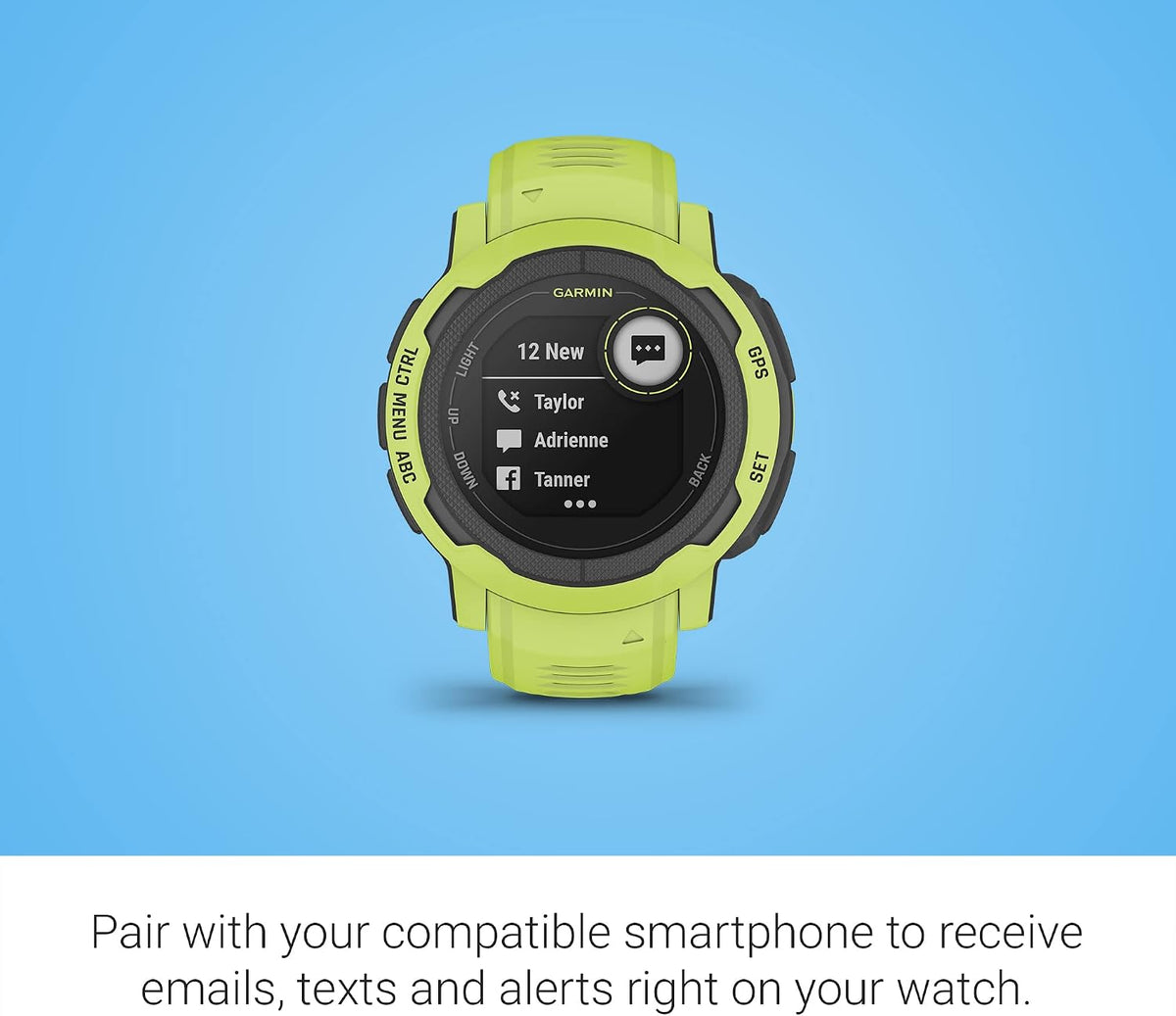 Garmin Instinct 2, Rugged GPS Outdoor Watch, Multi-GNSS Support, Tracback Routing, Electric Lime (Renewed)