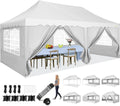 HOTEEL Folding Gazebo 3 x 6 Gazebo Waterproof Stable Party Tent Foldable Folding Tent with 6 Side Walls & Roll Bag & 4 Sand Bags, Easy Assembly for Weddings, Commerce, Parties, UV50+ Protection, White