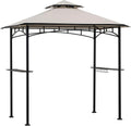 SUNJOY 8 x 5 ft Grill Gazebo with Double Tiered Canopy Roof, Black Steel Frame Grill Gazebo for Outdoor, Patio, Garden, and Backyard Activities, Beige