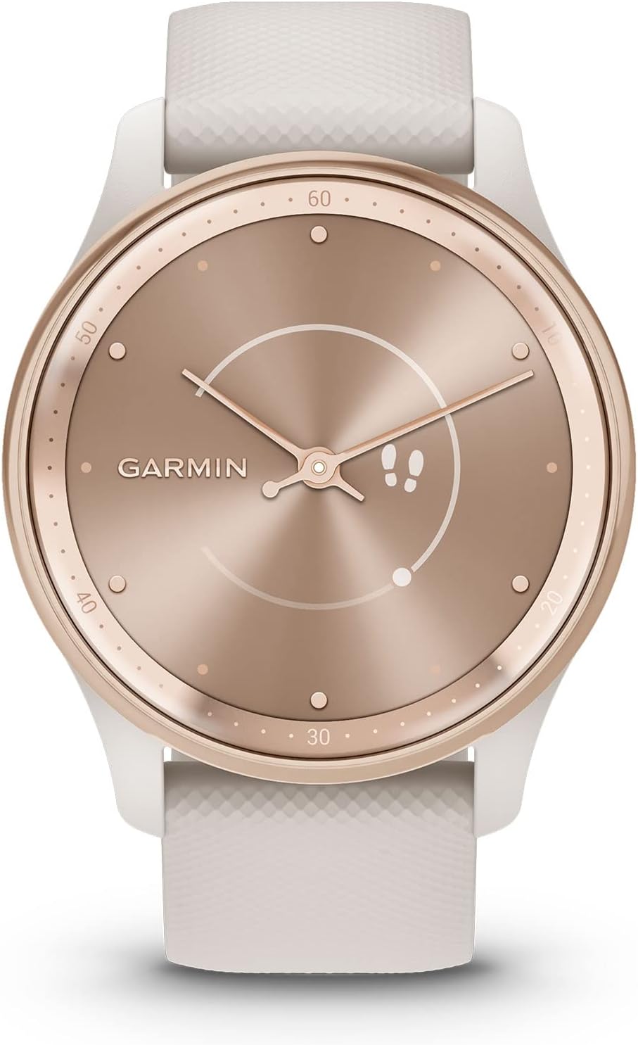 Garmin vívomove Trend, Stylish Hybrid Smartwatch, Long-Lasting Battery Life, Dynamic Watch Hands and Touchscreen Display, Peach Gold Stainless Steel Bezel with Ivory Case and Silicone Band