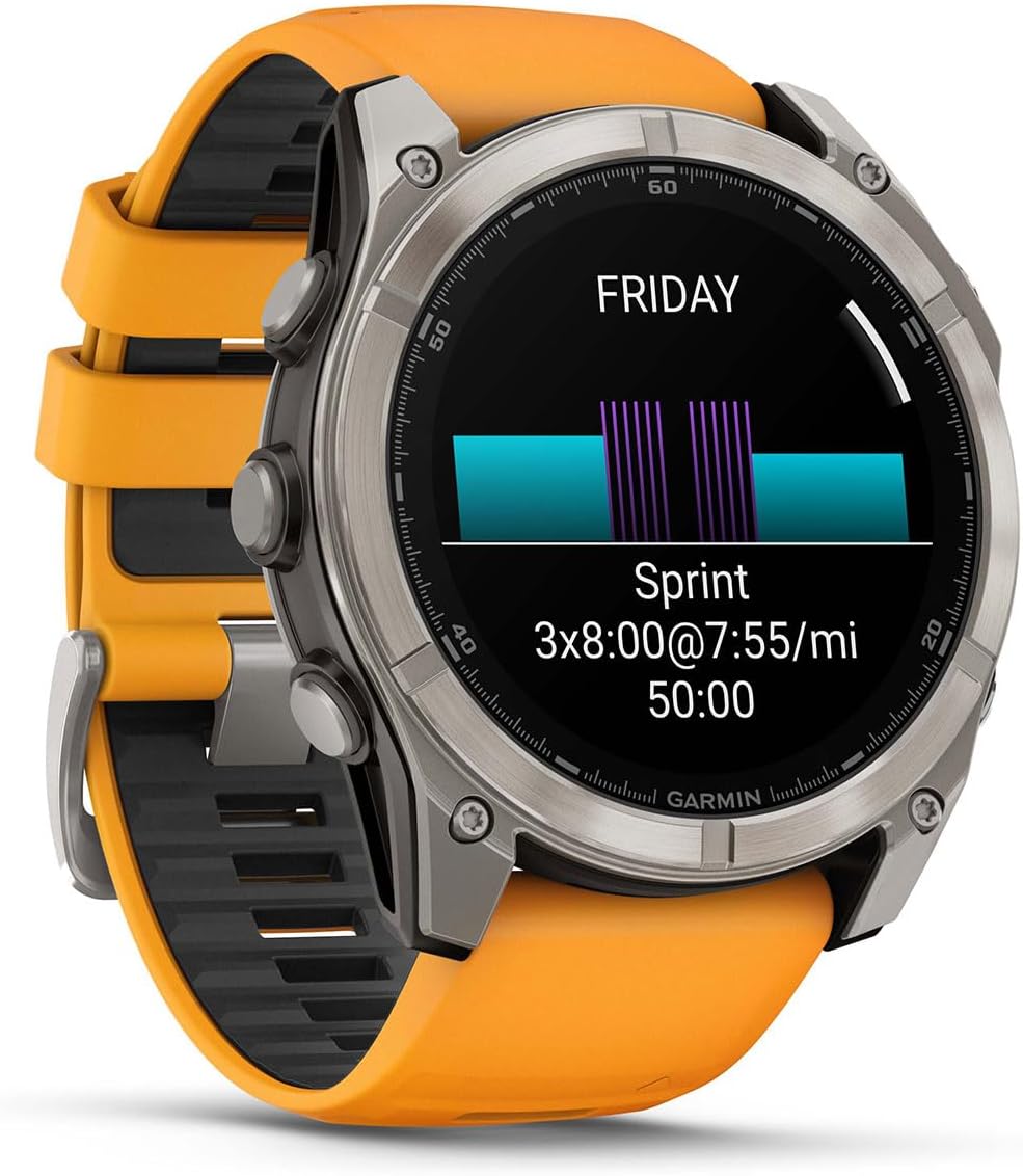 PlayBetter Garmin Fenix 8 AMOLED Sapphire (51mm, Titanium/Spark Orange) Multisport GPS Smartwatch Bundle - 1.4' Touchscreen, Built-in LED Flashlight Portable Charger & Screen Protectors
