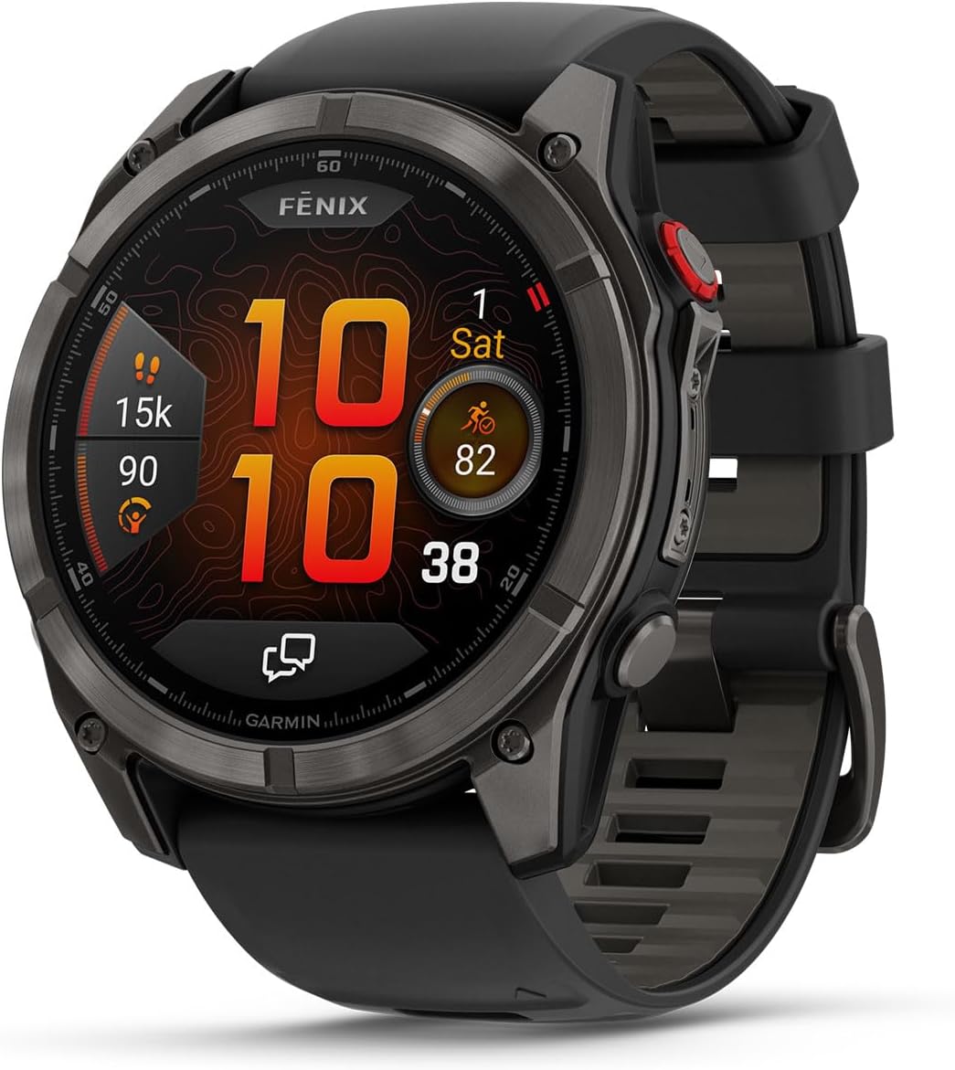 PlayBetter Garmin Fenix 8 Pro AMOLED Sapphire (51mm, Carbon Gray DLC Titanium) Multisport GPS Smartwatch Bundle - 1.4' Touchscreen, inReach Technology Portable Charger & Screen Protectors