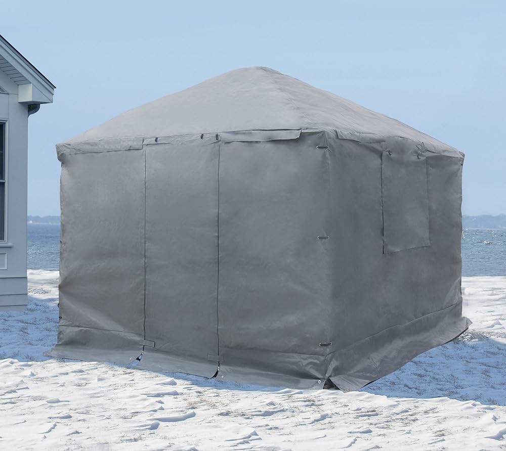 Sojag Winter Cover for Gazebos, Waterproof 10' x 10' Gazebo Accessory with Roll-Up Door and Vented Panels, All-Season Outdoor Storage, Gray