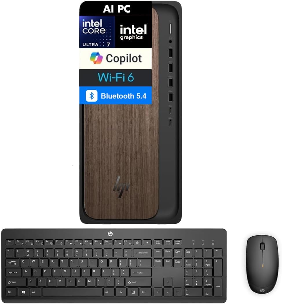 HP OmniDesk OmniDesk AI Business Desktop (Intel Ultra 7-265 20 Cores, 16GB DDR5, 1TB PCIe SSD, Intel Graphics, 280W PSU, WiFi 6, Bluetooth 5.4, RJ-45, 1 Display Port, HDMI, Win 11 Pro) w/Dockztorm Hub