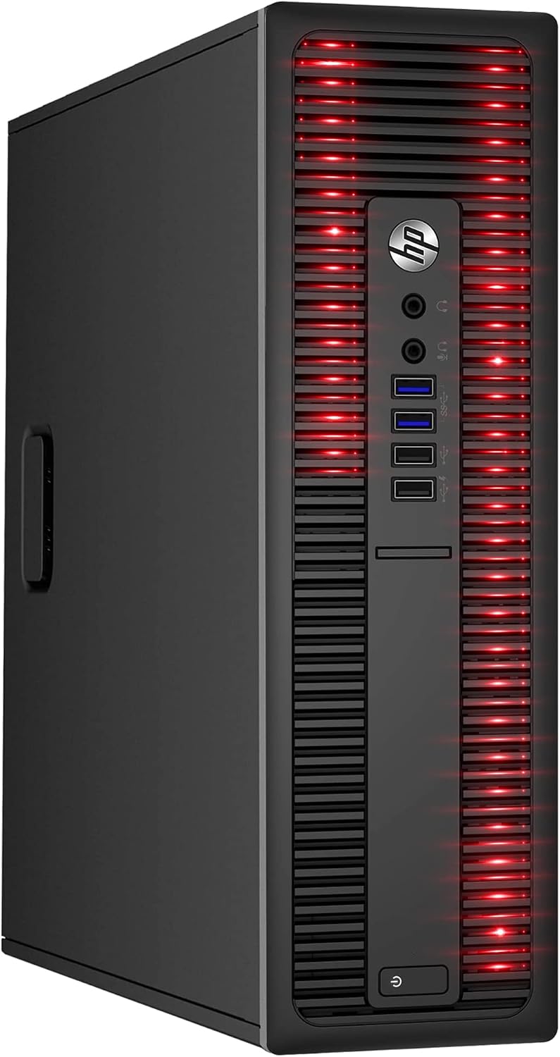 HP Custom Built RGB Lights PC with 24 Inch Monitor ProDesk Desktop Computer Intel Core i5 6500 Quad-Core Processor 16GB RAM 512GB SSD Windows 11 Gaming Keyboard & Mouse (Renewed)