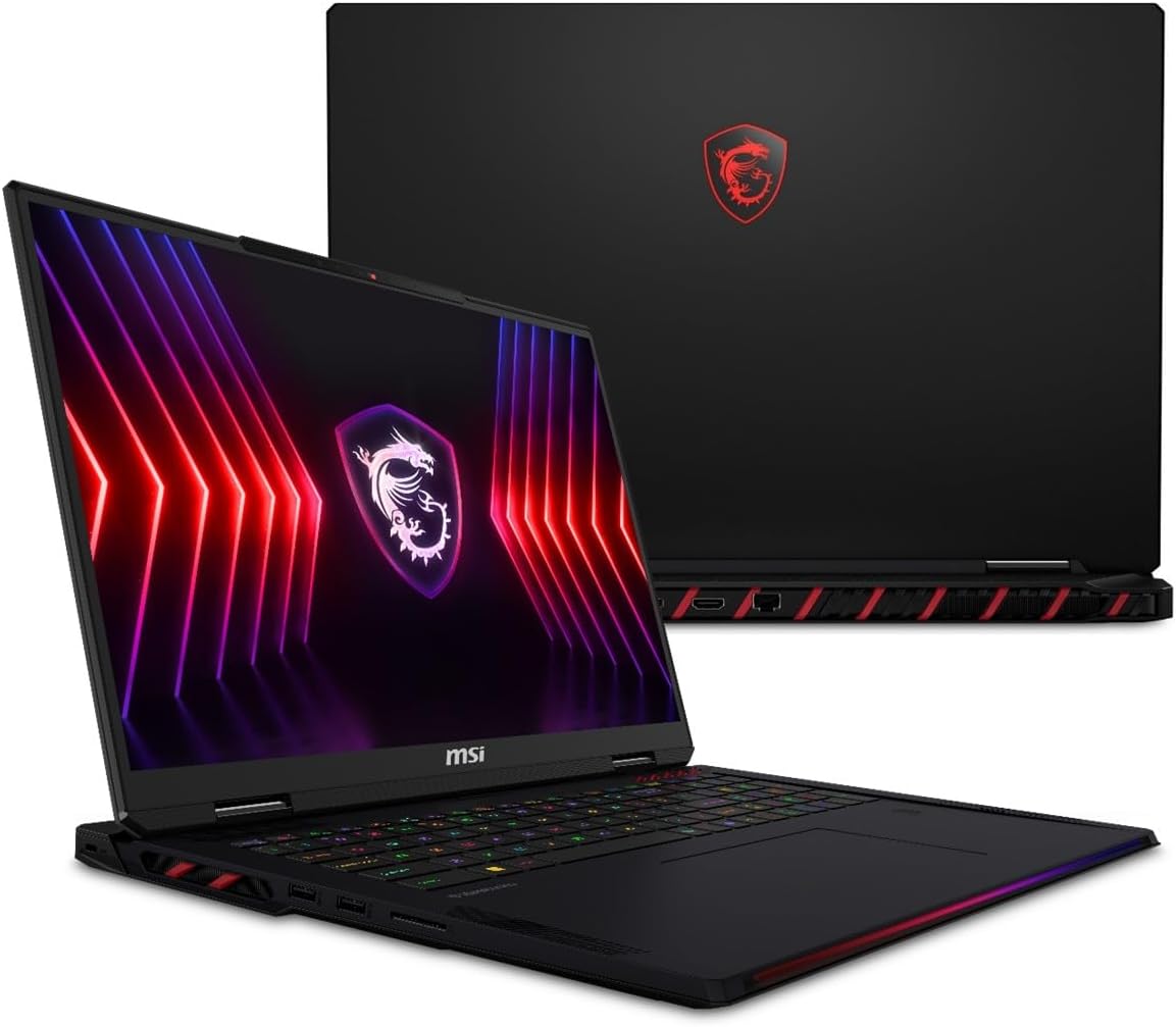 EXCaliberPC [2025] MSI Raider A18 HX A9WIG-082US (AMD Ryzen 9 9955HX3D, 64GB DDR5 RAM, 2X 2TB NVMe SSD, NVIDIA GeForce RTX 5080, 18' UHD+ 120Hz, Windows 11 Pro) Gaming Laptop