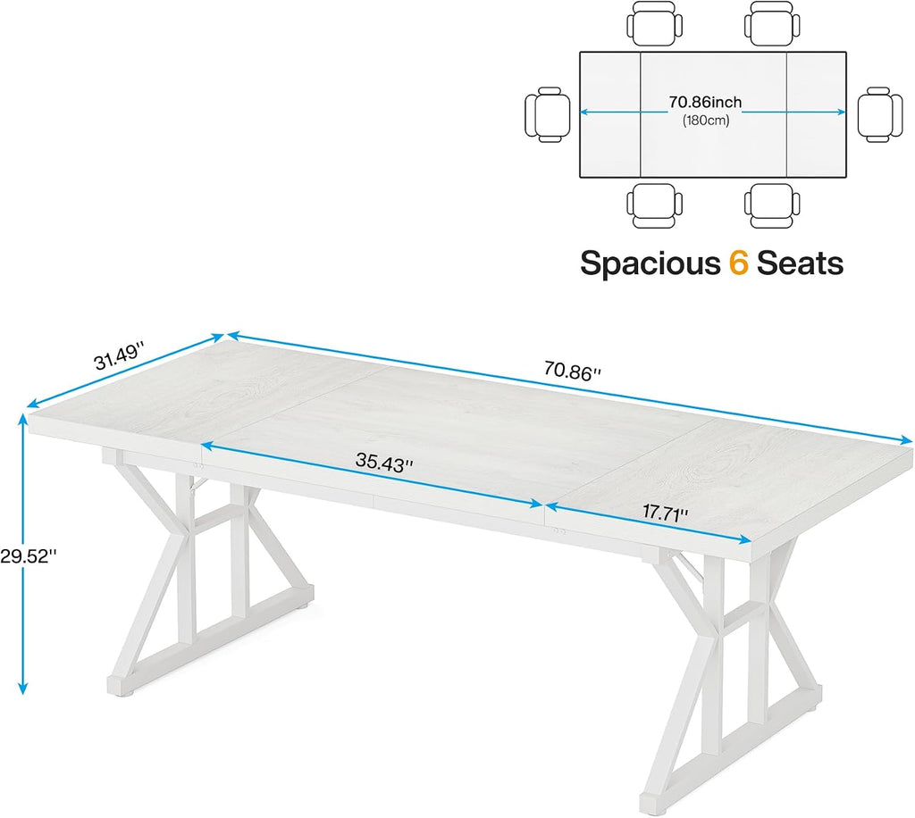 Tribesigns 70.8-Inch Executive Desk, Large Computer Office Desk Workstation, Modern Simple Style Laptop Desk Study Writing Table Business Furniture for Home Office (White, 70.8 Inch)