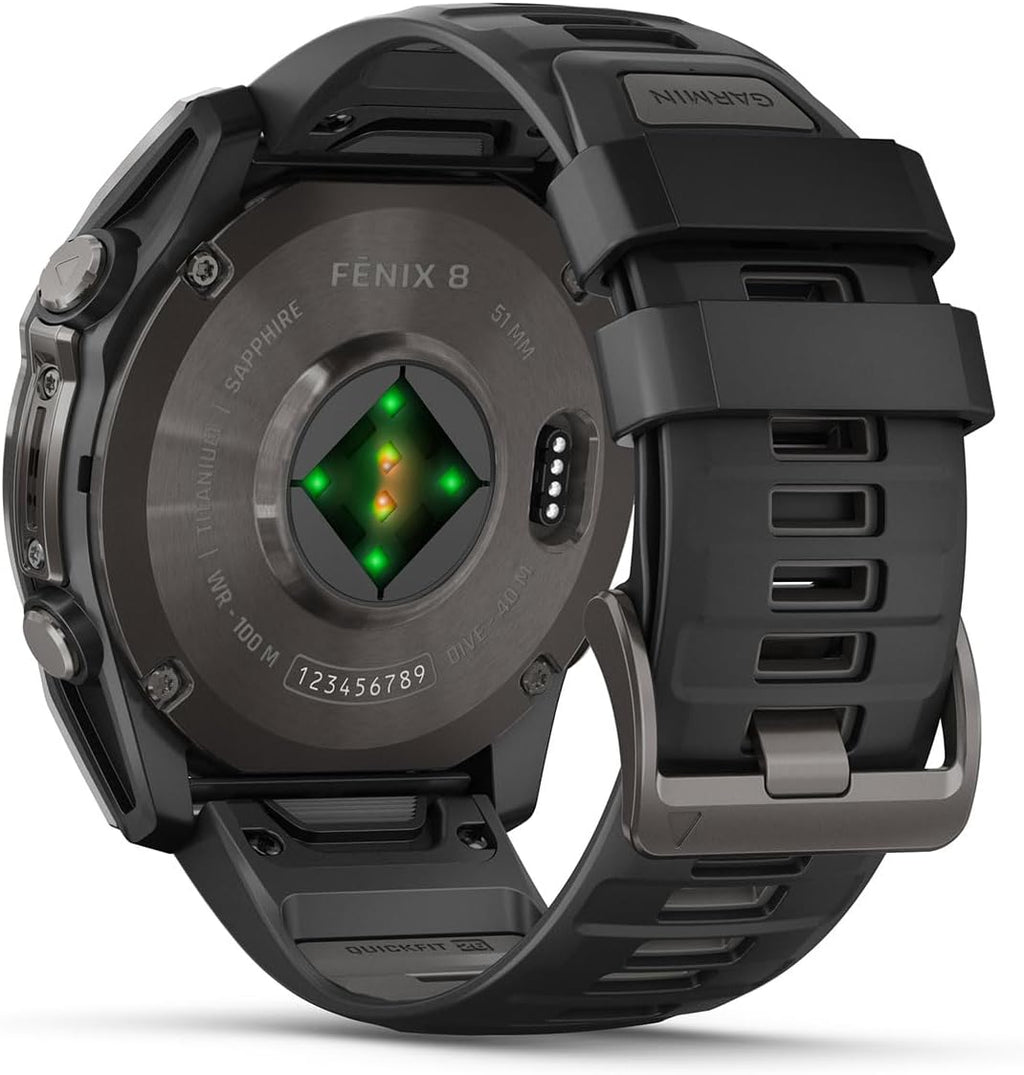 PlayBetter Garmin Fenix 8 AMOLED Sapphire (51mm, Carbon Gray DLC Titanium) Multisport GPS Smartwatch Bundle - 1.4' Touchscreen, Built-in LED Flashlight Charger & Screen Protectors