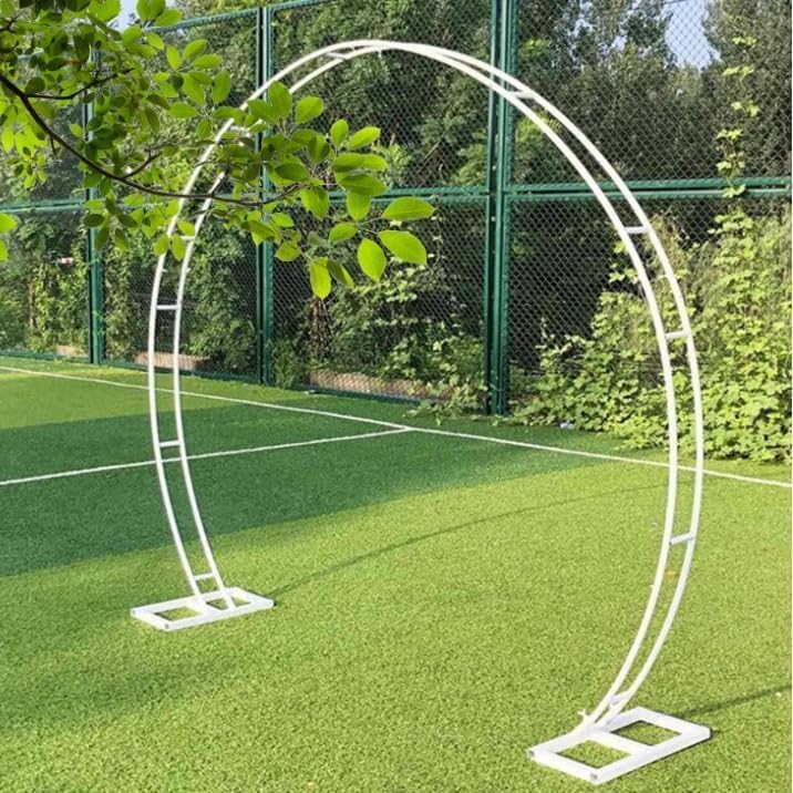 Round Rose Garden Pavilion Arch, Heavy Duty Metal Wedding Arch, Rust-Proof Round Backdrop Party Decoration Moon Gate with Base (Size: 2.4x2.8m, Color: Black)(Size:2x2.4m,Color:Yellow)