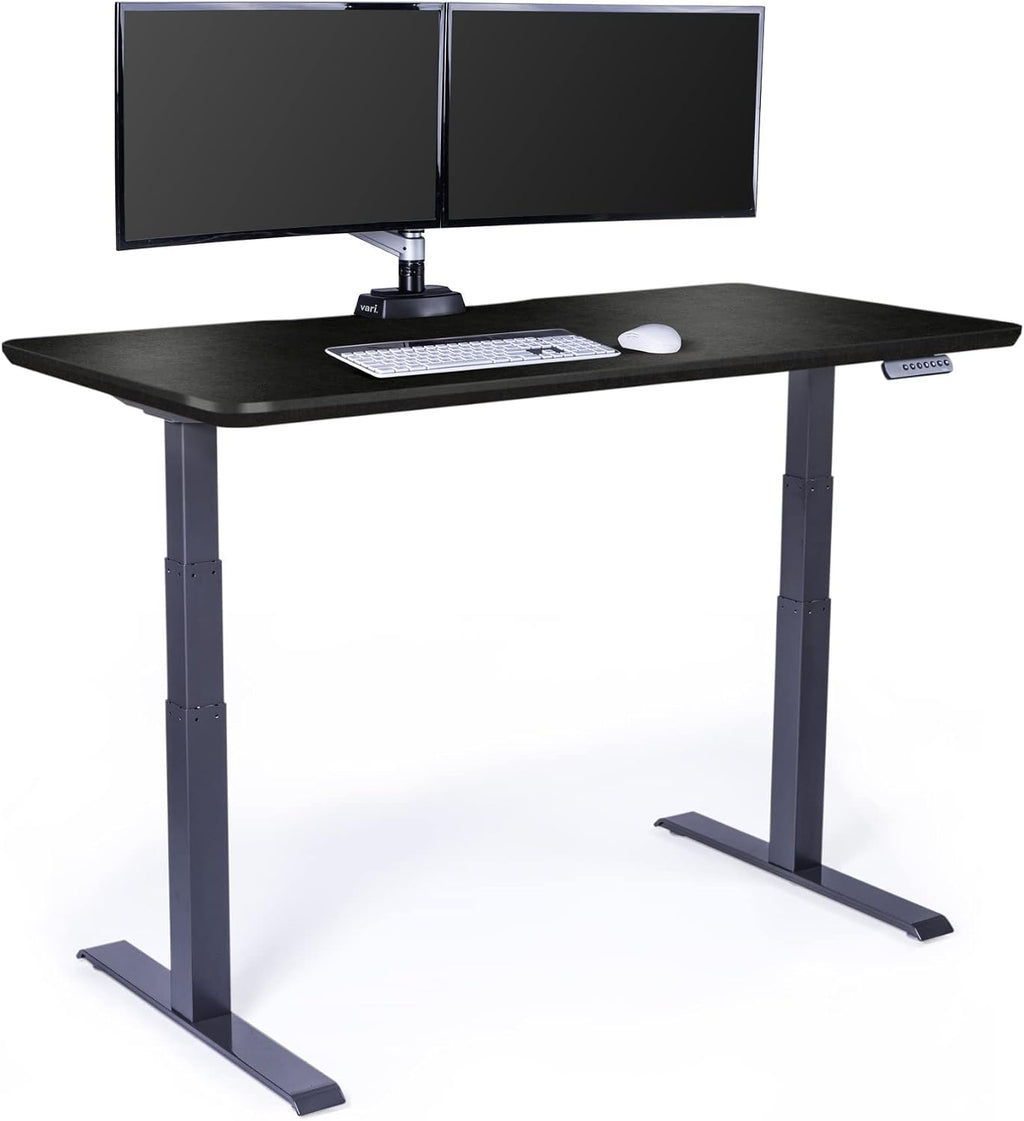 Vari Classic Electric Standing Desk - VariDesk Height Adjustable Sit/Stand Desk - Dual Motor with Memory Presets, Stable T-Style Legs - Gaming or Home Office Workstation - 60'x30', Black