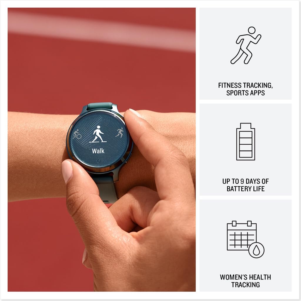 Garmin Lily® 2 Active, Small and Stylish Smartwatch, Built-in GPS, Hidden Display, Patterned Lens, Up to 9 Days Battery Life, Jasper Green with Jasper Green Silicone Band
