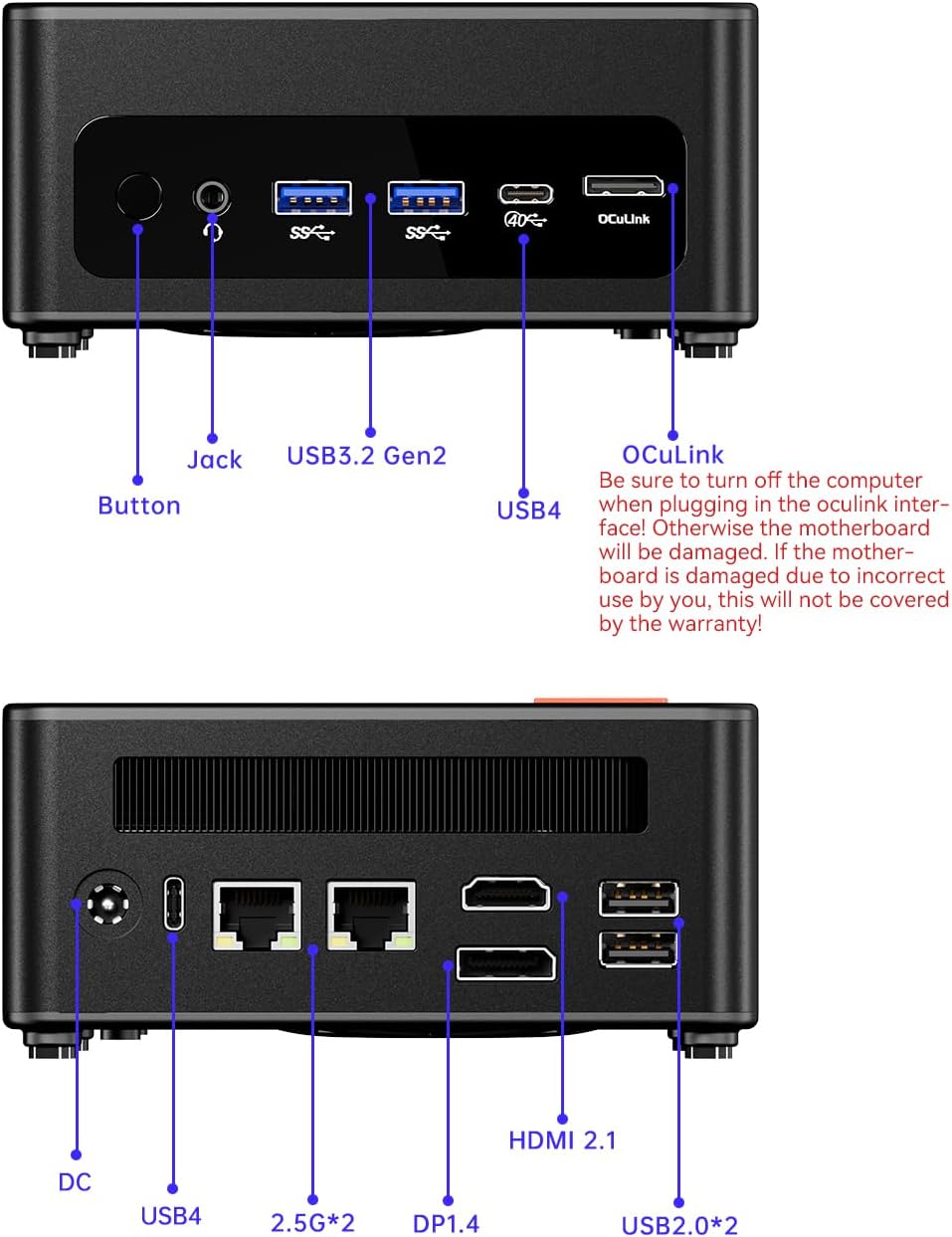 AOOSTAR GEM12 MAX Mini PC Ryzen 7 8745HS (8C/16T up to 5.1GHz), Support OpenClaw NO RAM NO SSD, Radeon 780M Graphics Gaming Computers, with OCuLink Dual USB4, HDMI/Dual 2.5G LAN/ BT5.2/WIFl6