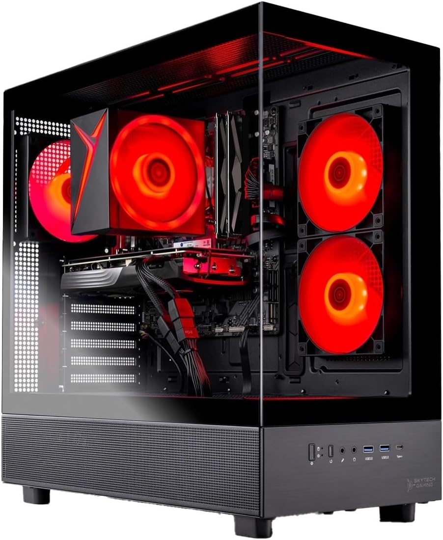 Skytech Gaming Azure 3 Gaming PC, AMD Ryzen 7 5700 3.7GHz, NVIDIA RTX 5060, 1TB NVMe SSD, 32GB DDR4 RAM 3200, 650W Gold PSU, Wi-Fi, Win 11, Desktop