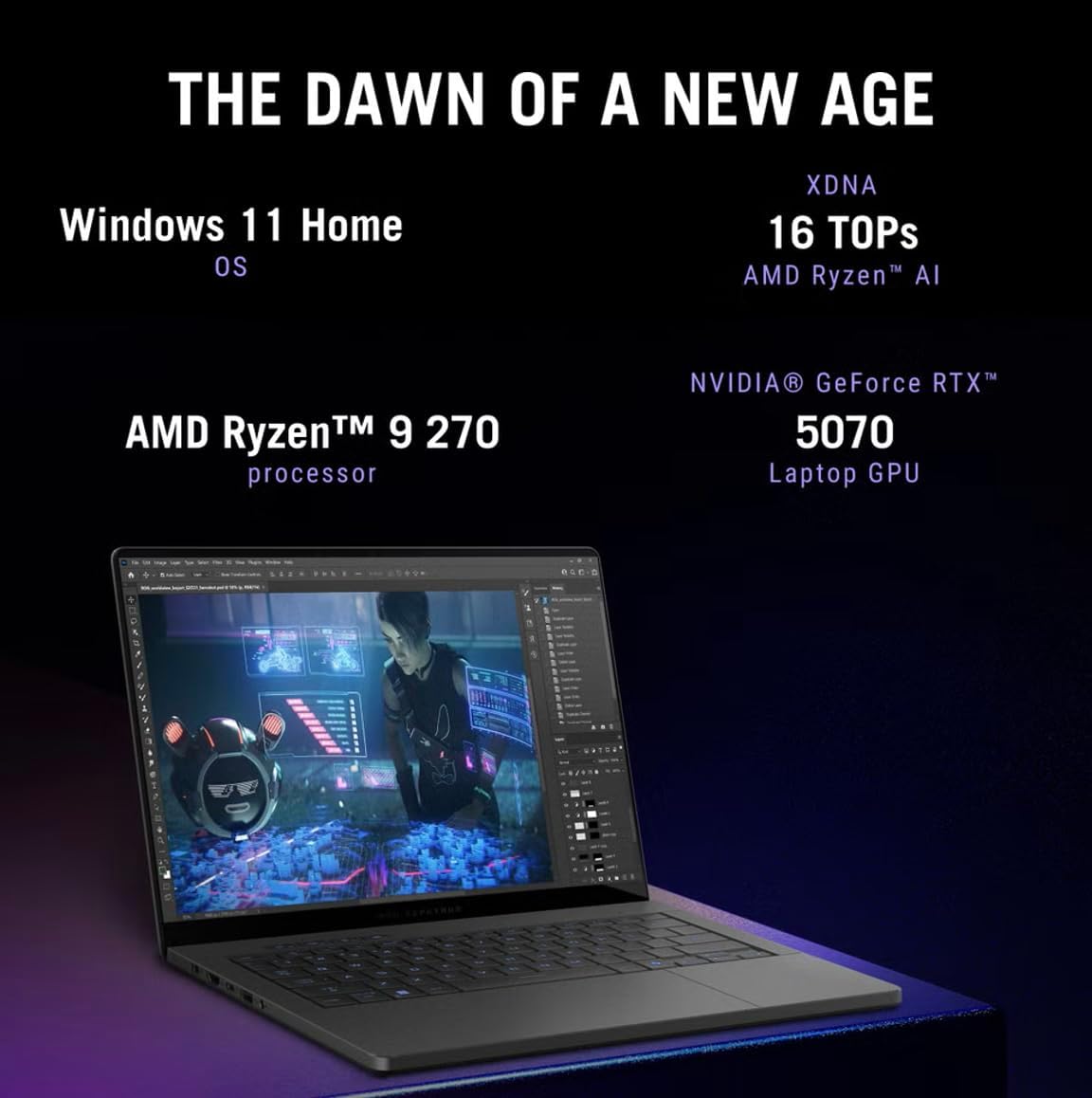 ASUS ROG Zephyrus G14 AI Gaming Laptop 14.0' 120Hz Display (AMD Ryzen 9 270, GeForce RTX 5070 8GB, 32GB LPDDR5X, 2TB PCIe SSD, RGB Keyboard, WiFi 7, Webcam, Win 11 Pro) w/DKZ USB Port Expander