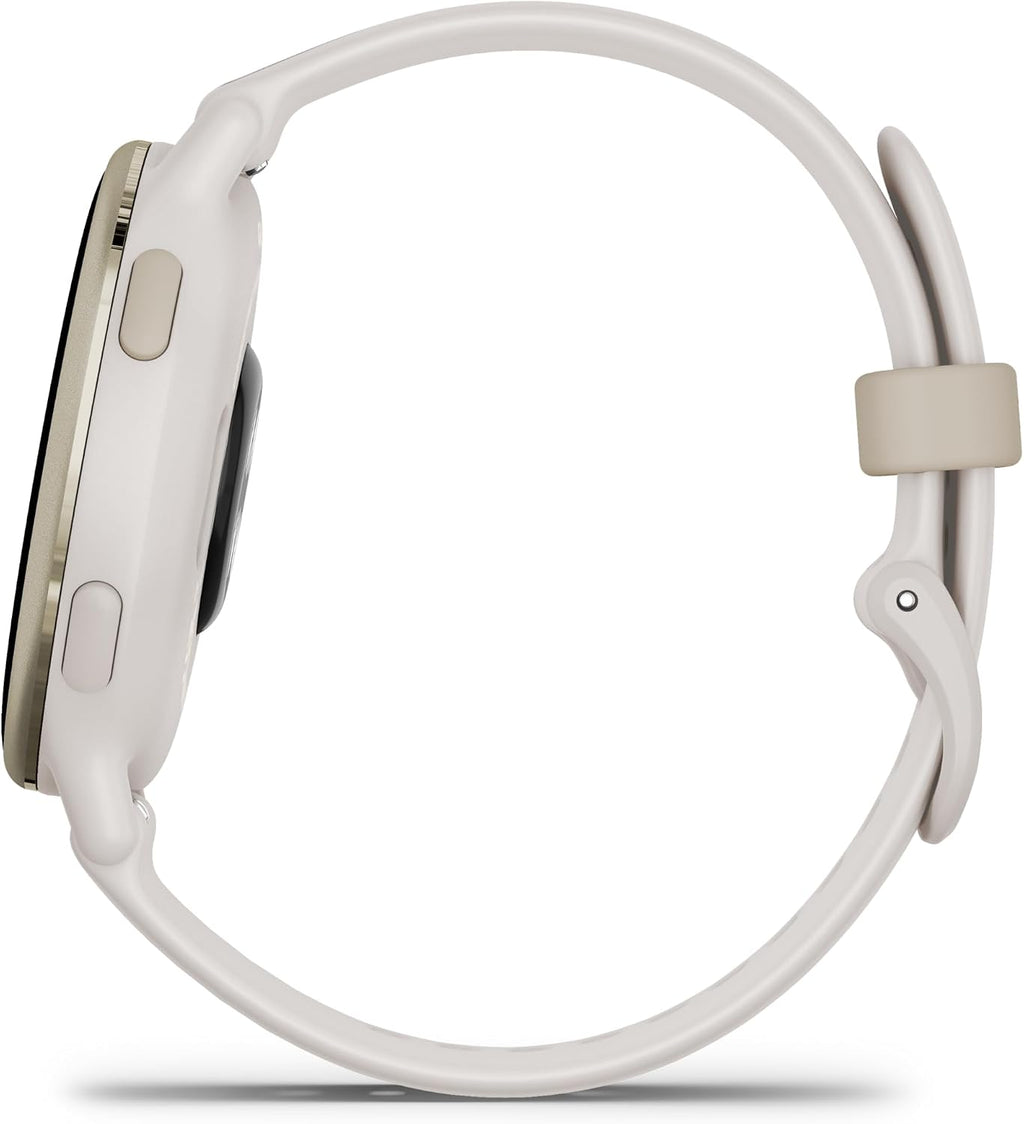 Garmin Vivoactive 5 Health and Fitness GPS Smartwatch for Men and Women with Cream Gold Aluminum Bezel, Ivory Case Silicone Band, 1.2' AMOLED Touchscreen Display, 11 Days Battery Life (Bundle)
