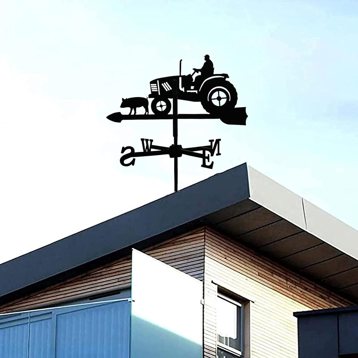 Tractor and Pig Weather Vane Stainless Steel Decorative Weathervane Antique Style Wind Direction Indicator Suitable for Home, Barn or Pavilion, Garden Decoration
