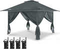 EAGLE PEAK 13x13 Pop Up Gazebo with 4 Wall Panels, Easy Up Canopy for Patio and Backyard, Easy Set up Outdoor Gazebo (Gray)