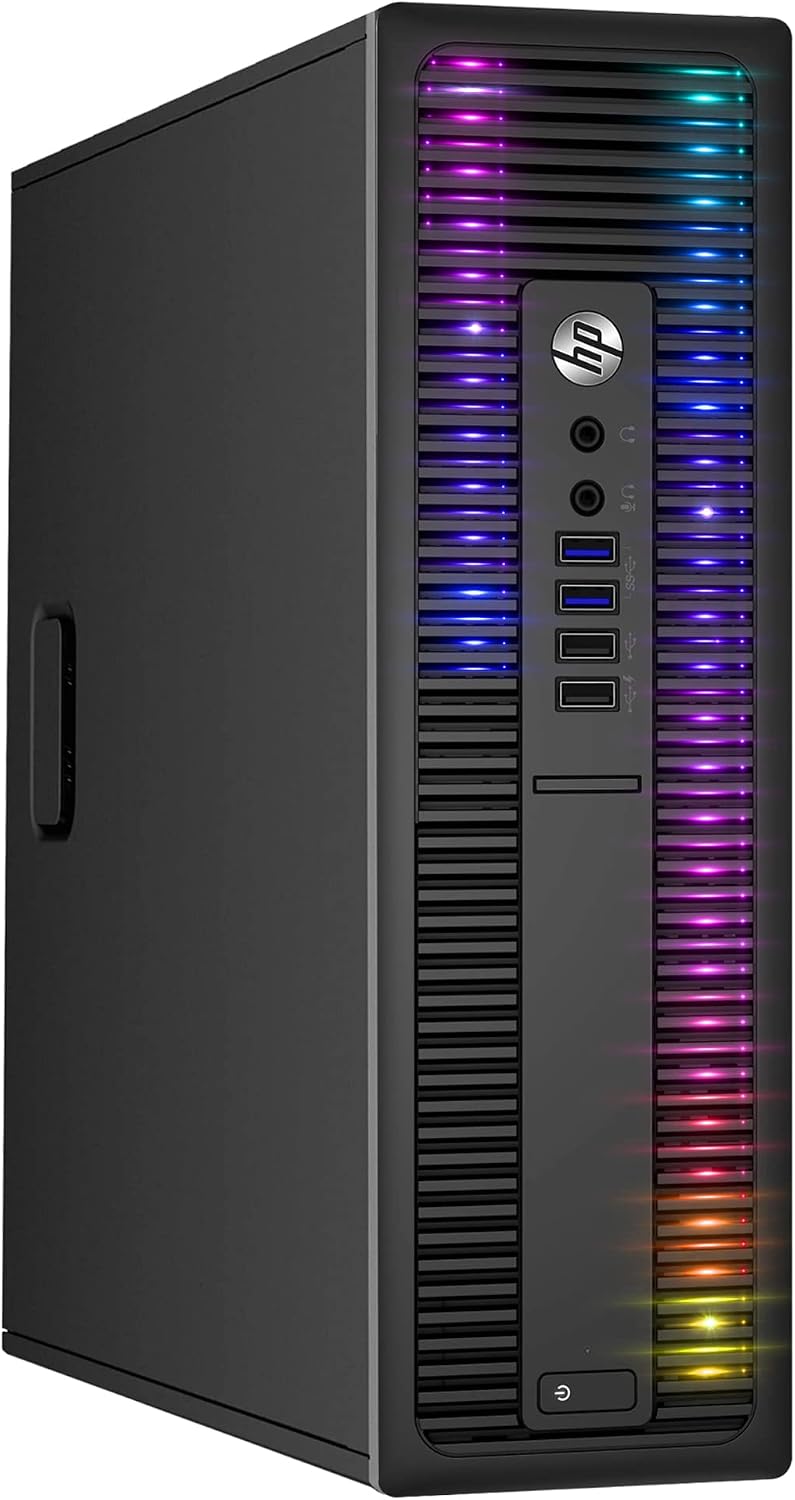 HP Custom Built RGB Lights PC with 24 Inch Monitor ProDesk Desktop Computer Intel Core i5 6500 Quad-Core Processor 16GB RAM 512GB SSD Windows 11 Gaming Keyboard & Mouse (Renewed)