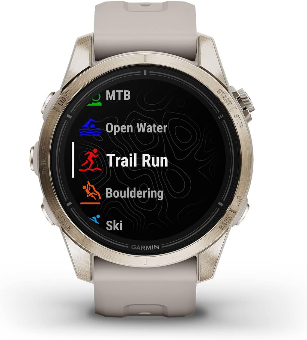 Garmin epix Pro (Gen 2) Sapphire Edition, 42mm, High Performance Smartwatch, Advanced Training Technology, Built-in Flashlight, Light Sand
