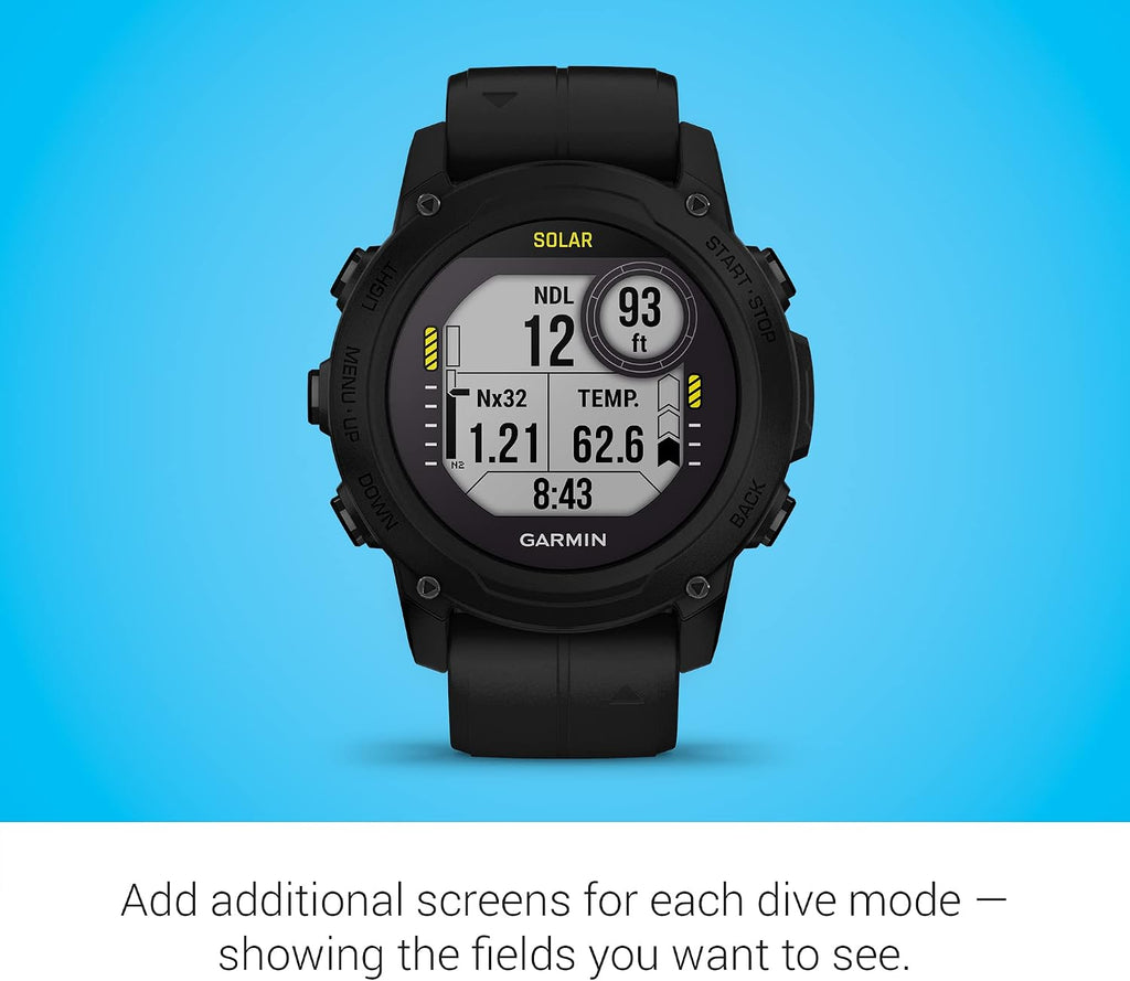 Garmin Descent™ G1 Solar, Rugged Dive Computer with Solar Charging Capabilities, Multiple Dive Modes, Activity Tracking, Black (Renewed)