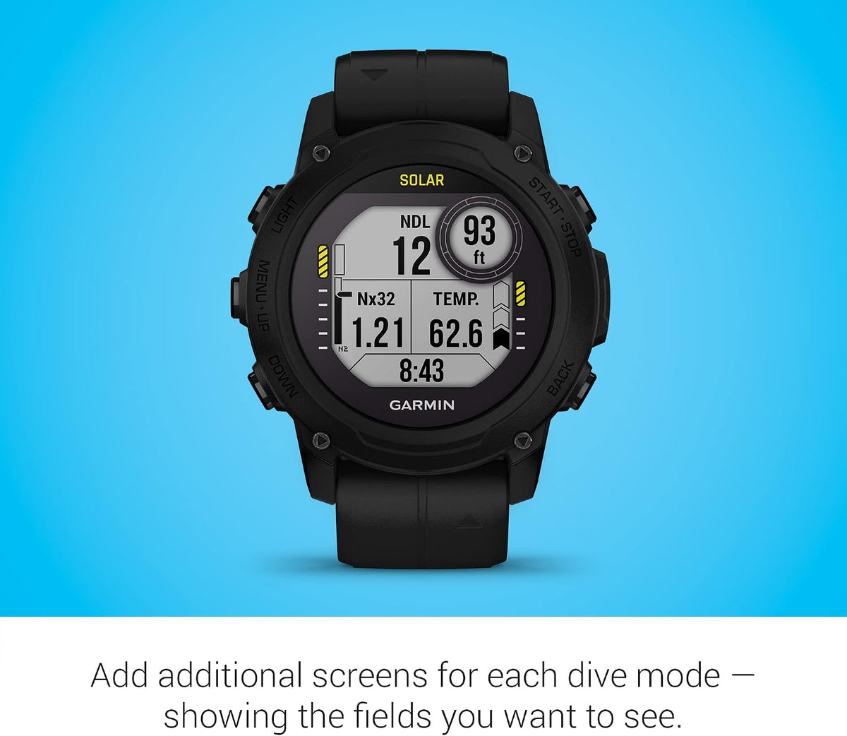 Garmin Descent™ G1 Solar, Rugged Dive Computer with Solar Charging Capabilities, Multiple Dive Modes, Activity Tracking, Black (Renewed)