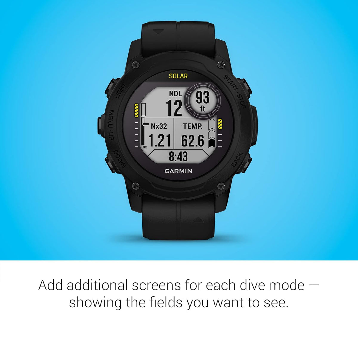 Garmin Descent™ G1 Solar, Rugged Dive Computer with Solar Charging Capabilities, Multiple Dive Modes, Activity Tracking, Black