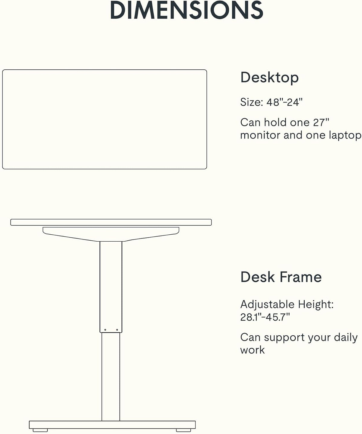 FLEXISPOT EN1 One-Piece Standing Desk, Electric Adjustable with 4 Memory Presets, 176 LBS Capacity, Stable & Quiet, Seamless Desktop for Home Office & Dual Monitors, 48'x24' Maple