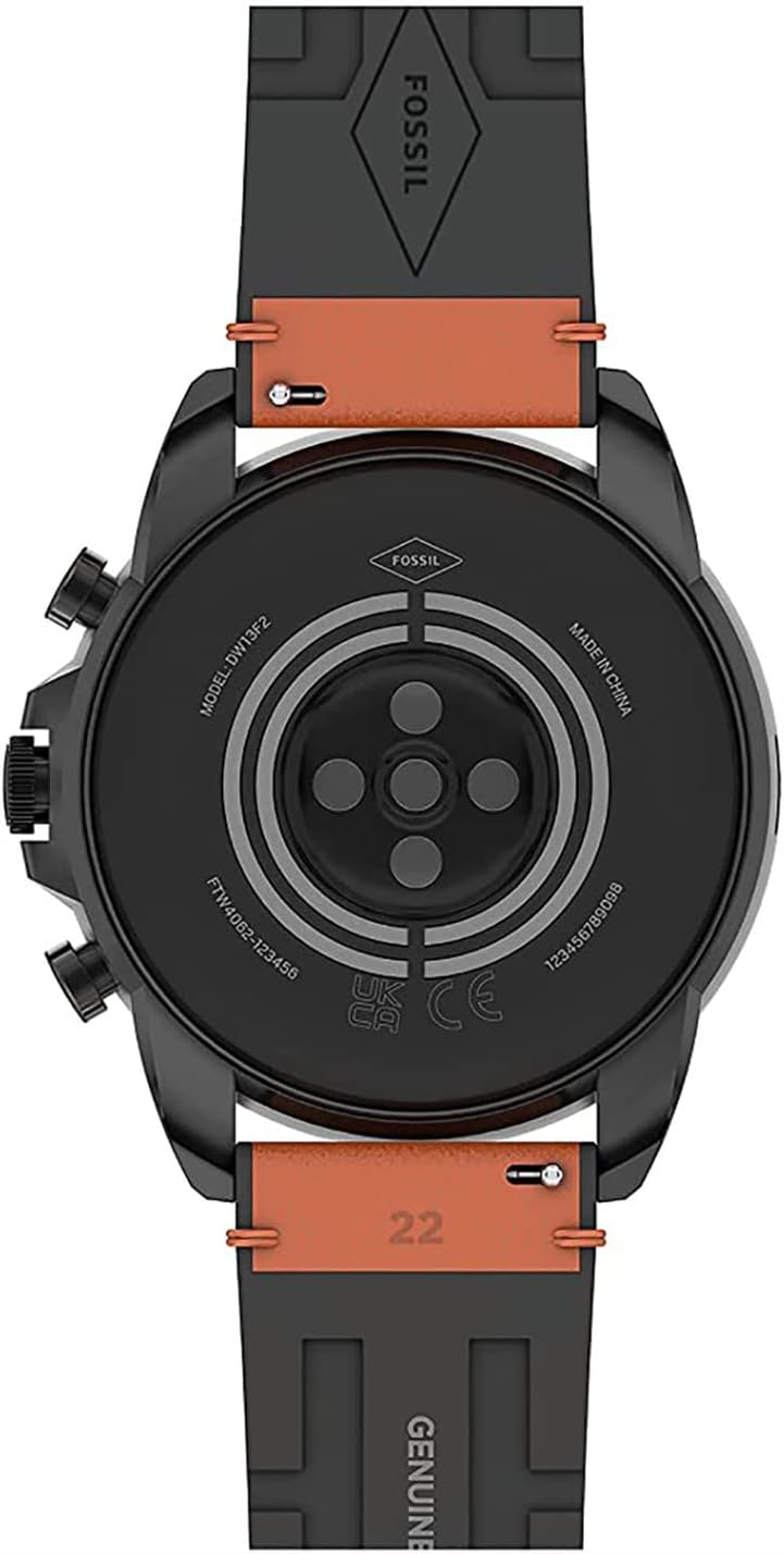Fossil Men's Gen 6 44mm Stainless Steel and Leather Touchscreen Smart Watch, Color: Black, Brown (Model: FTW4062V)