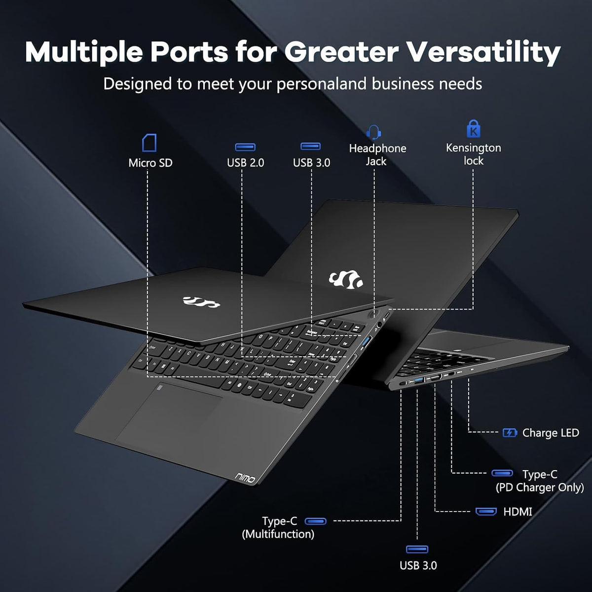 NIMO 15.6' FHD lPS-Business-Laptop, 8 Cores i5-12450H 16GB RAM 512GB SSD (Beat i7-11800H, Up to 4.4 GHz) 100W Type-C Fingerprint Backlit Keyboard WiFi-6, for Home and Student